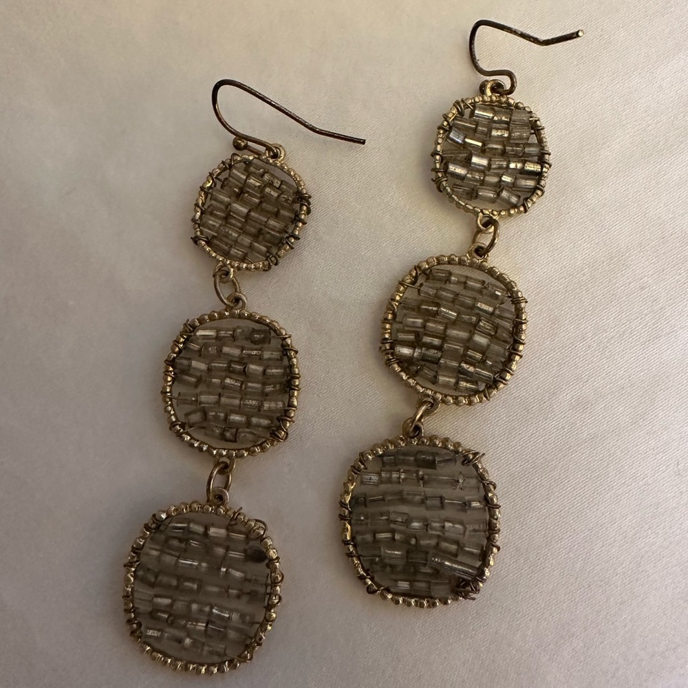 Gold Bead Hook Dangle Earring